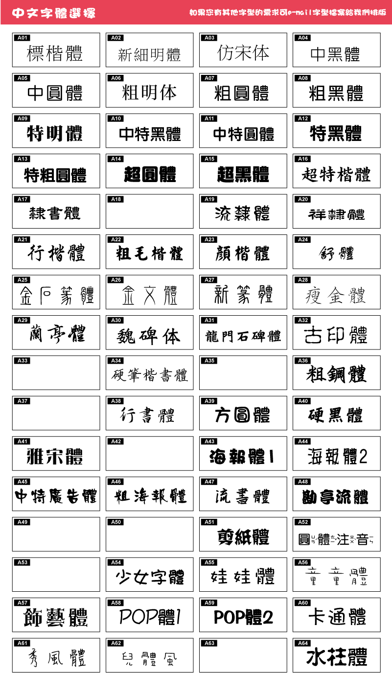 印章中文字體選擇